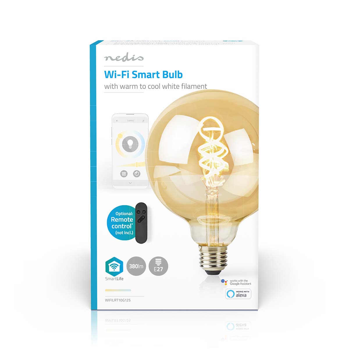 SmartLife LED Filament Lampe | Wi-Fi | E27 | 360 lm | 4.9 W | Warm bis kühlen weiß | 1800 - 6500 K | Glas | Android™ / IOS | Globe | 1 Stück