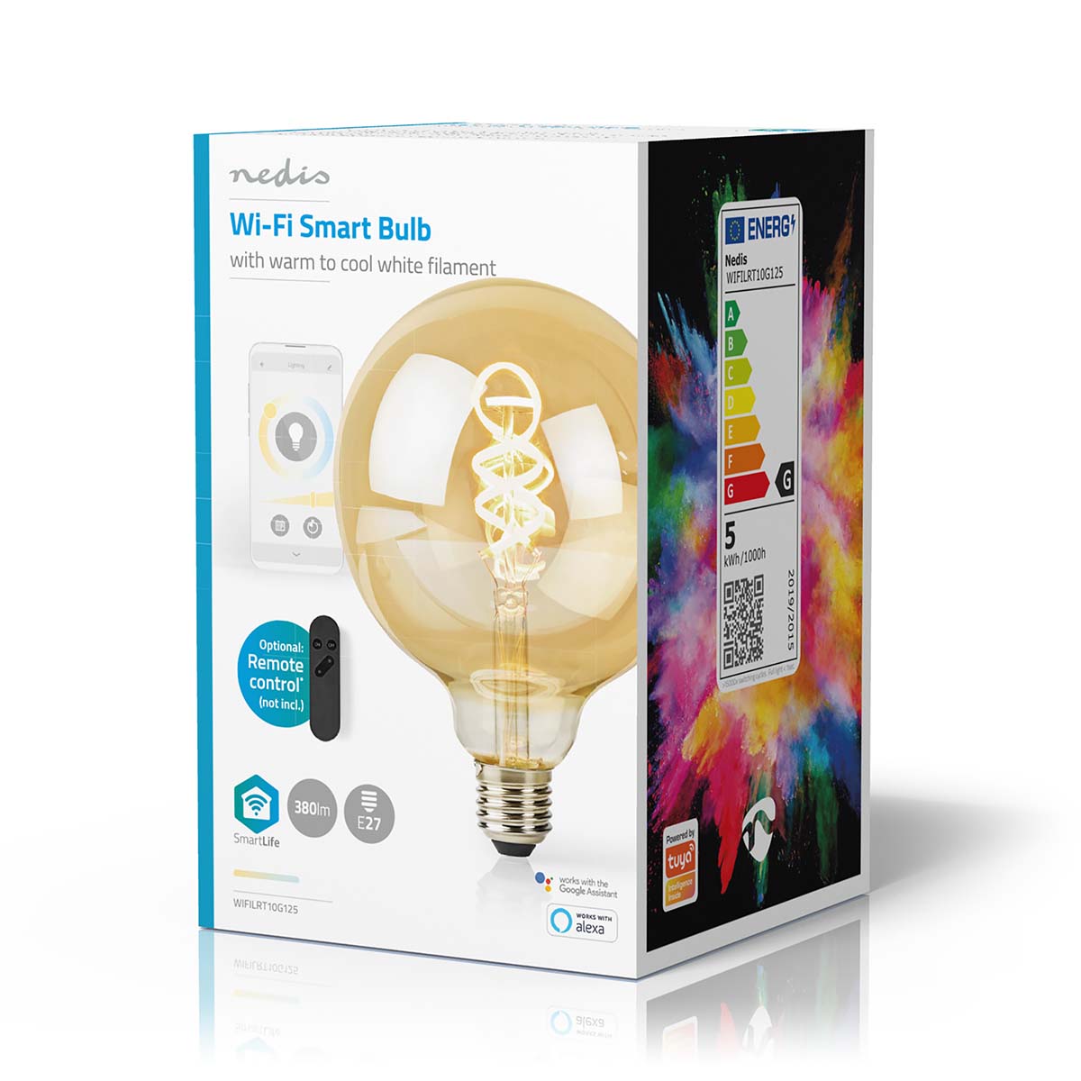 SmartLife LED Filament Lampe | Wi-Fi | E27 | 360 lm | 4.9 W | Warm bis kühlen weiß | 1800 - 6500 K | Glas | Android™ / IOS | Globe | 1 Stück