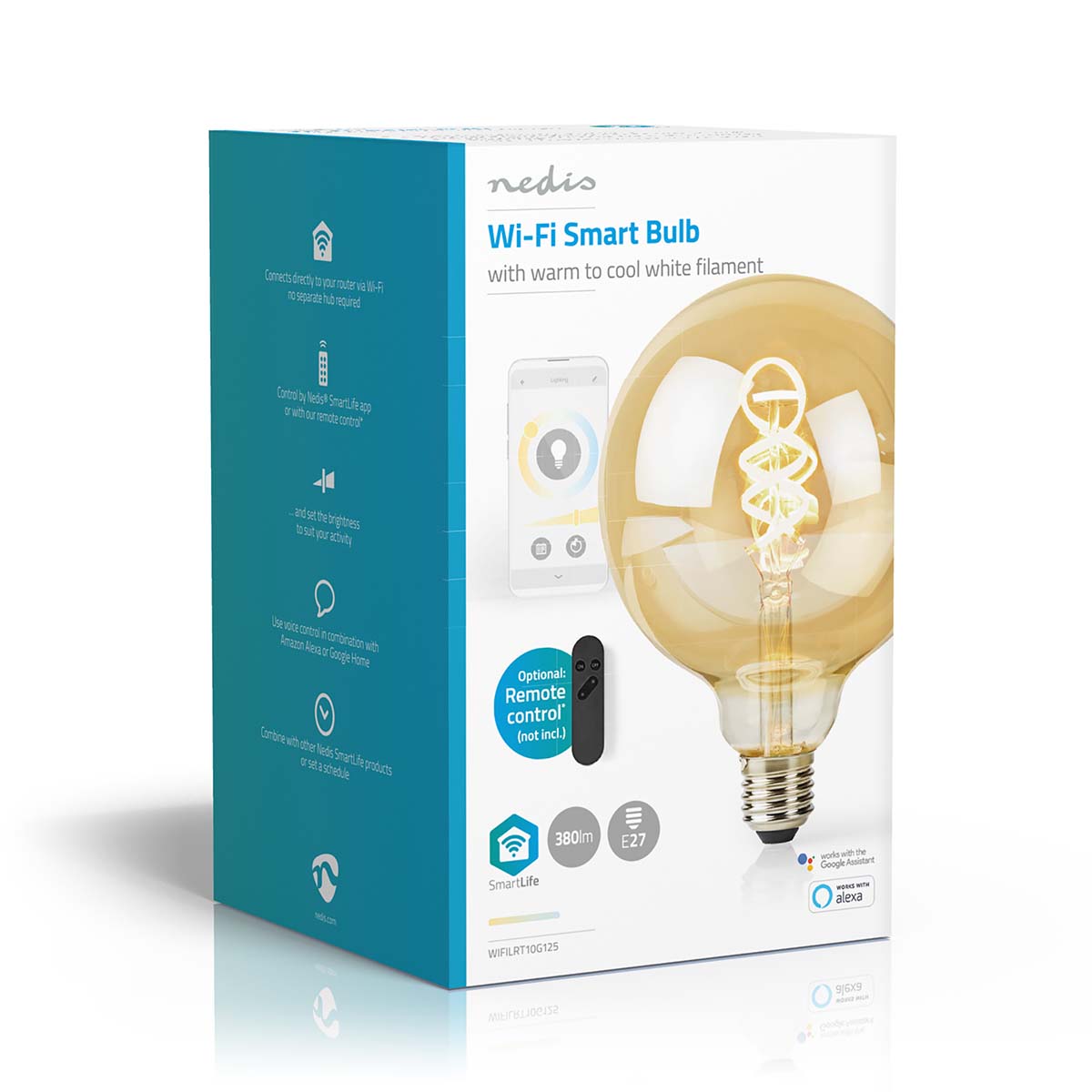 SmartLife LED Filament Lampe | Wi-Fi | E27 | 360 lm | 4.9 W | Warm bis kühlen weiß | 1800 - 6500 K | Glas | Android™ / IOS | Globe | 1 Stück