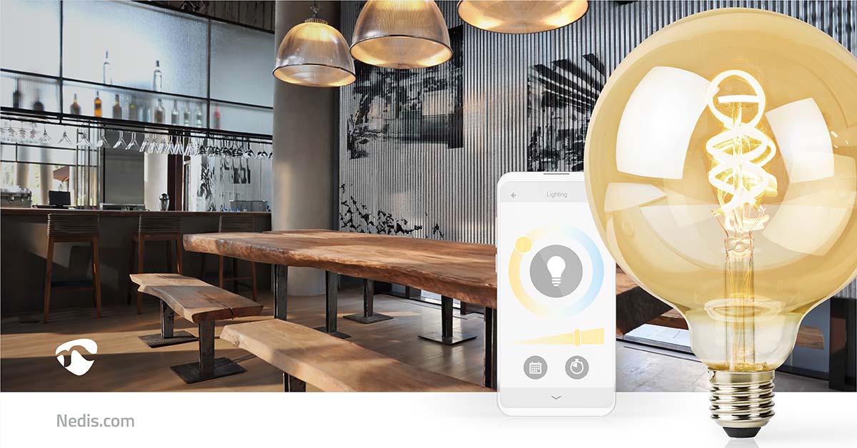 SmartLife LED Filament Lampe | Wi-Fi | E27 | 360 lm | 4.9 W | Warm bis kühlen weiß | 1800 - 6500 K | Glas | Android™ / IOS | Globe | 1 Stück