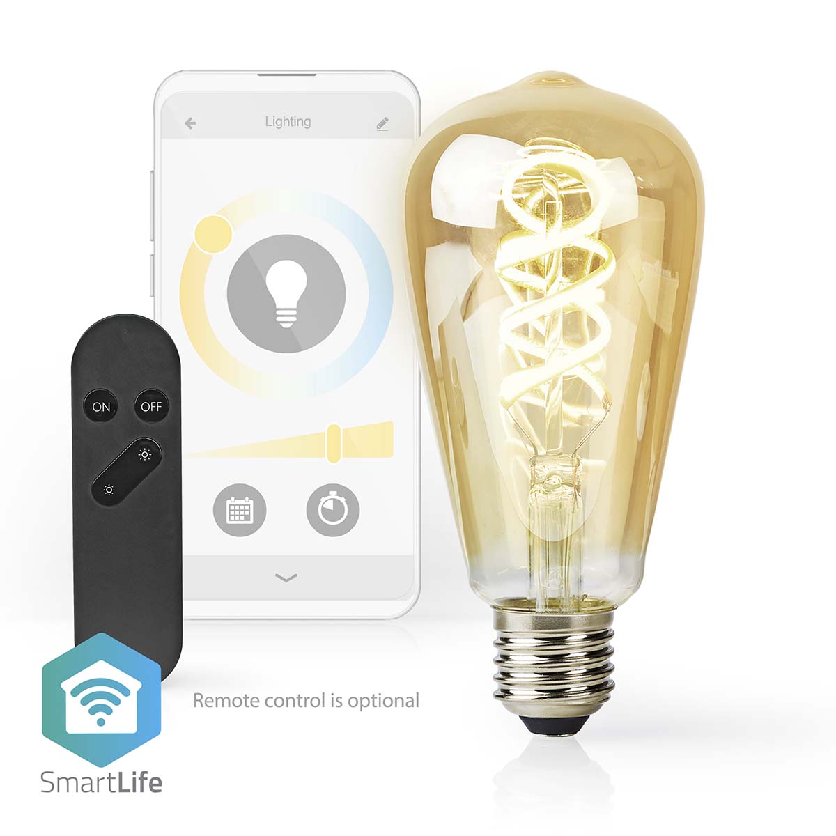 SmartLife LED Filament Lampe | Wi-Fi | E27 | 360 lm | 4.9 W | Warm bis kühlen weiß | 1800 - 6500 K | Glas | Android™ / IOS | ST64 | 1 Stück