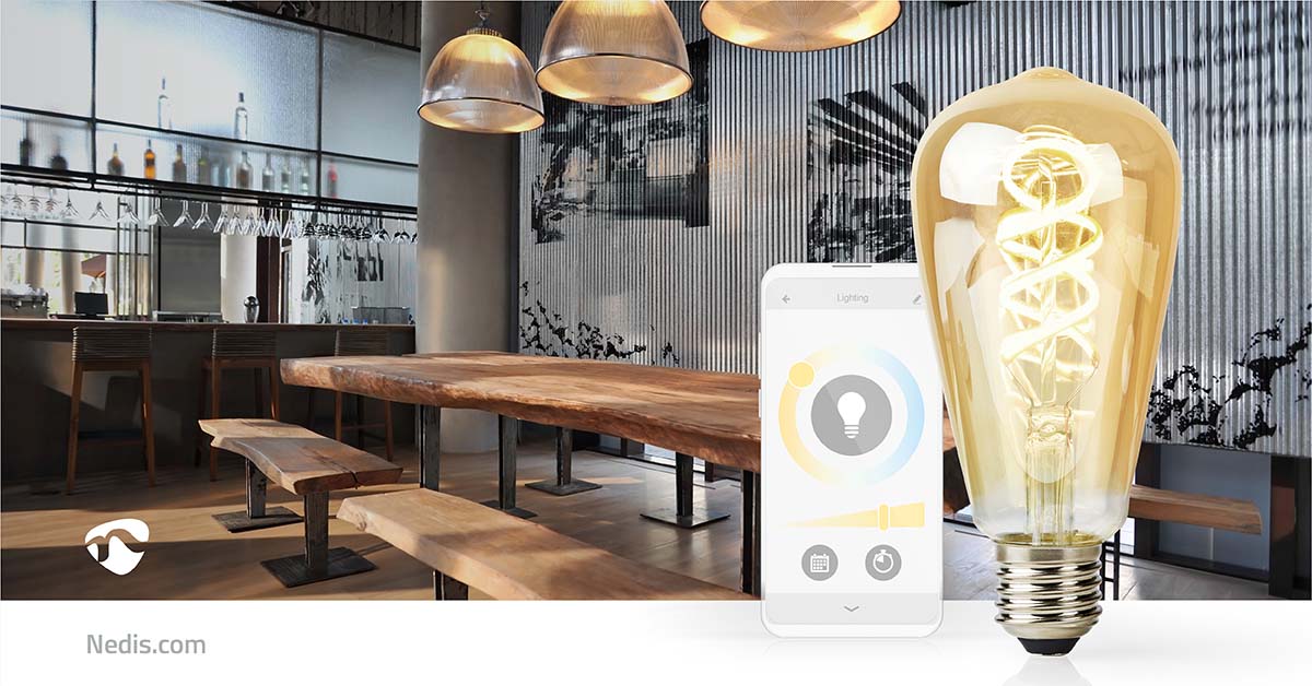 SmartLife LED Filament Lampe | Wi-Fi | E27 | 360 lm | 4.9 W | Warm bis kühlen weiß | 1800 - 6500 K | Glas | Android™ / IOS | ST64 | 1 Stück