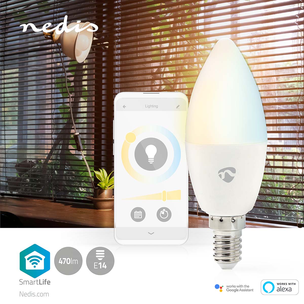 SmartLife-LED-Glühbirne | Wi-Fi | E14 | 470 lm | 4.9 W | Warm bis kühlen weiß | 2700 - 6500 K | Android™ / IOS | Kerze | 1 Stück