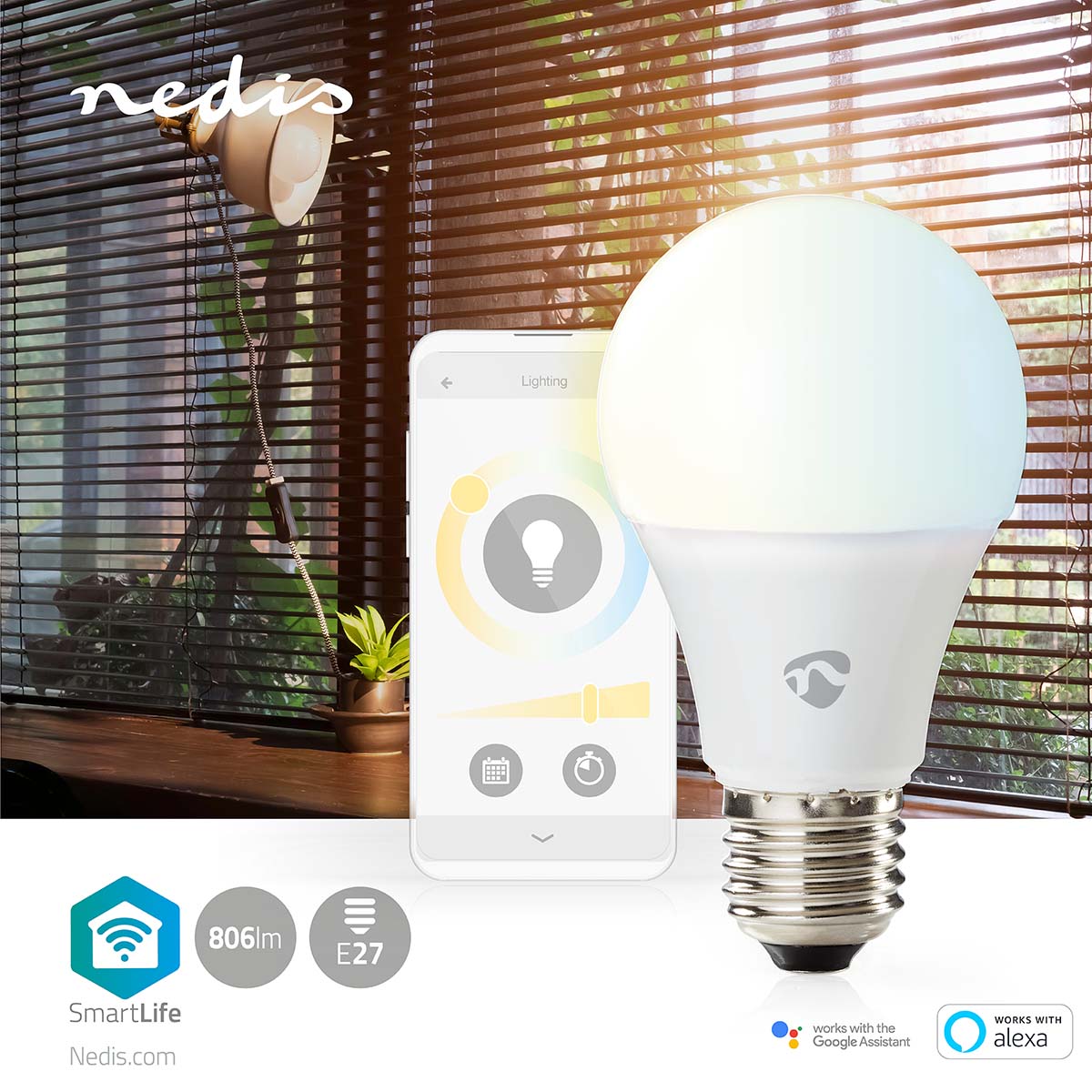 SmartLife-LED-Glühbirne | Wi-Fi | E27 | 806 lm | 9 W | Warm bis kühlen weiß | 2700 - 6500 K | Android™ / IOS | Birne | 1 Stück