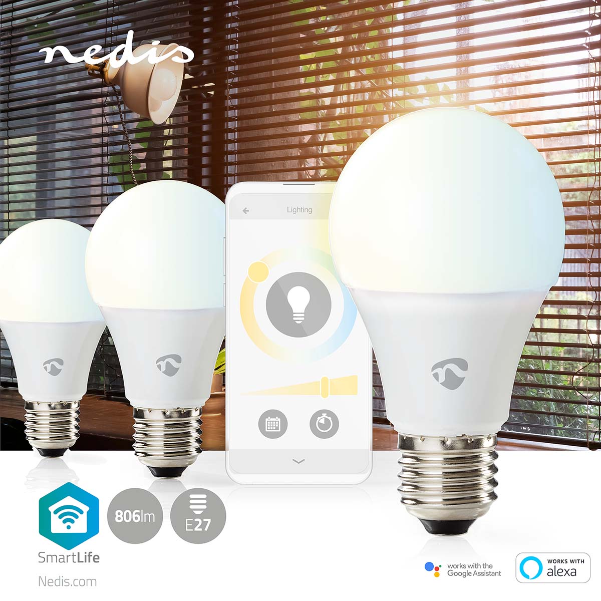 SmartLife-LED-Glühbirne | Wi-Fi | E27 | 806 lm | 9 W | Warm bis kühlen weiß | 2700 - 6500 K | Android™ / IOS | Birne | 3 Stück