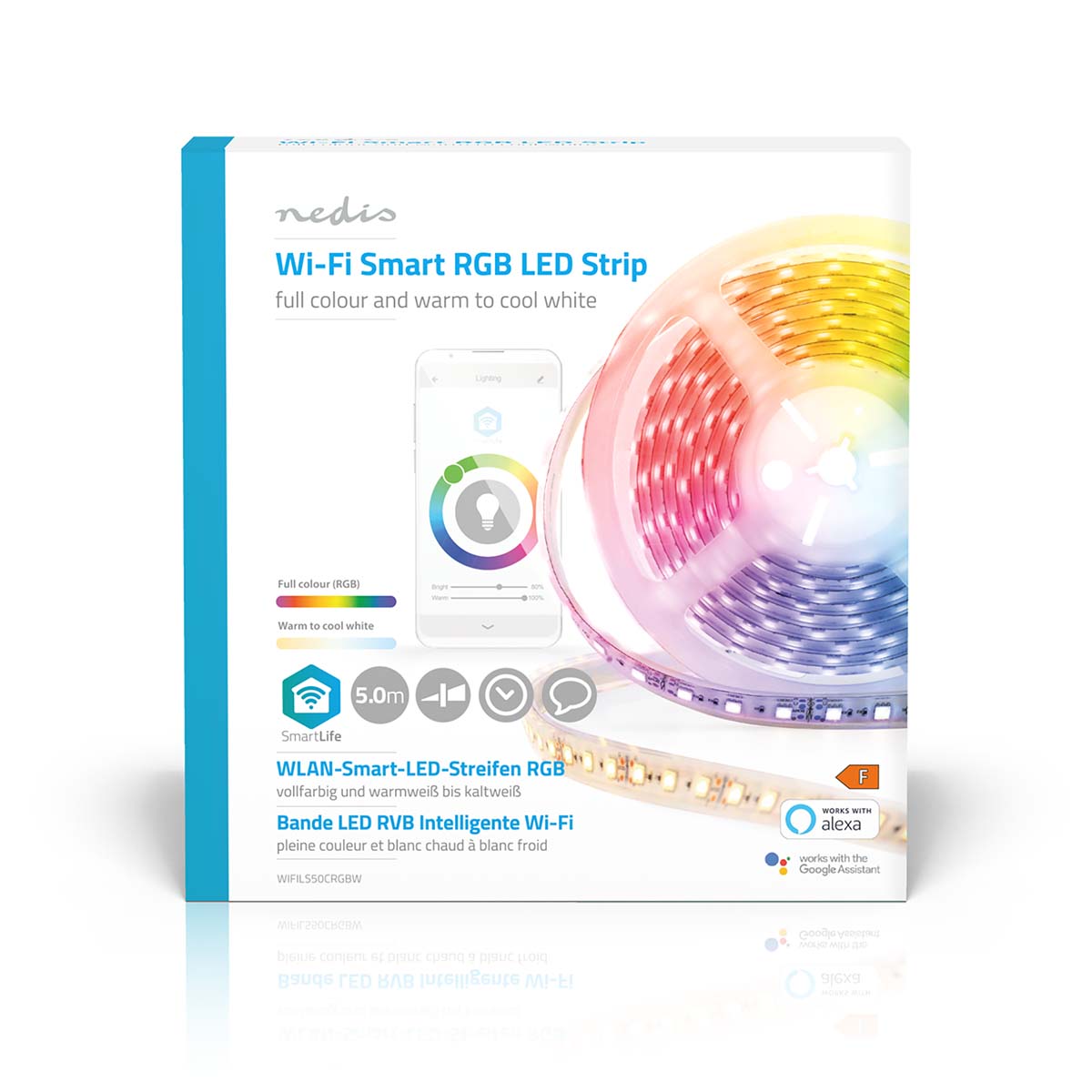 SmartLife LED-Streifen | Wi-Fi | Kaltweiss / RGB / Warmweiss | SMD | 5.00 m | IP44 | 2700 - 6500 K | 960 lm | Android™ / IOS