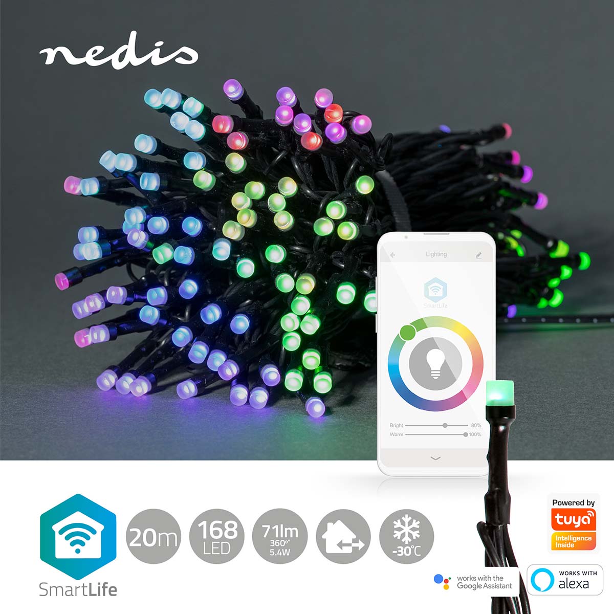 SmartLife Weihnachtsbeleuchtung | Schnur | Wi-Fi | RGB | 168 LED's | 20.0 m | Android™ / IOS