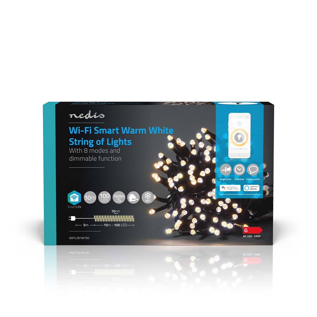 SmartLife Weihnachtsbeleuchtung | Schnur | Wi-Fi | Warmweiss | 100 LED's | 10.0 m | Android™ / IOS