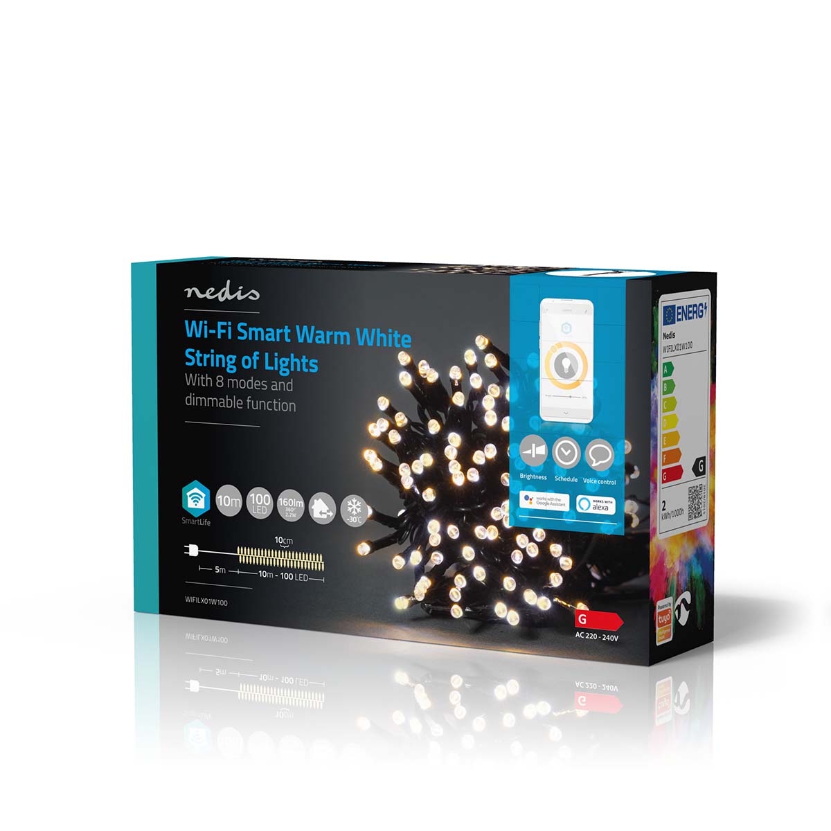 SmartLife Weihnachtsbeleuchtung | Schnur | Wi-Fi | Warmweiss | 100 LED's | 10.0 m | Android™ / IOS