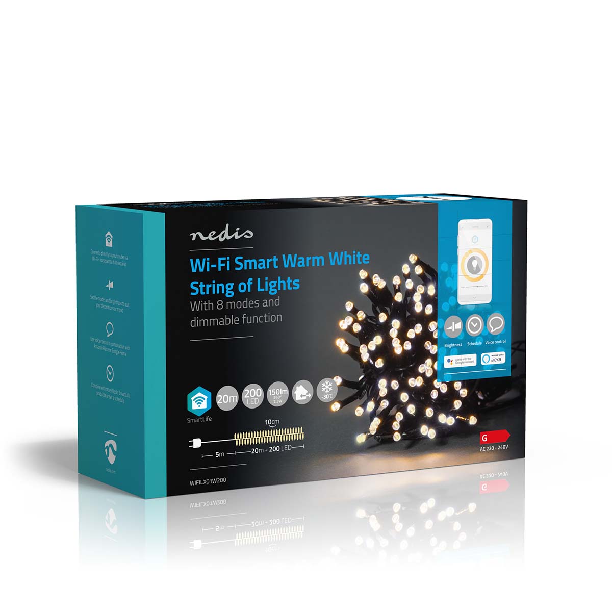 SmartLife Weihnachtsbeleuchtung | Schnur | Wi-Fi | Warmweiss | 200 LED's | 20.0 m | Android™ / IOS