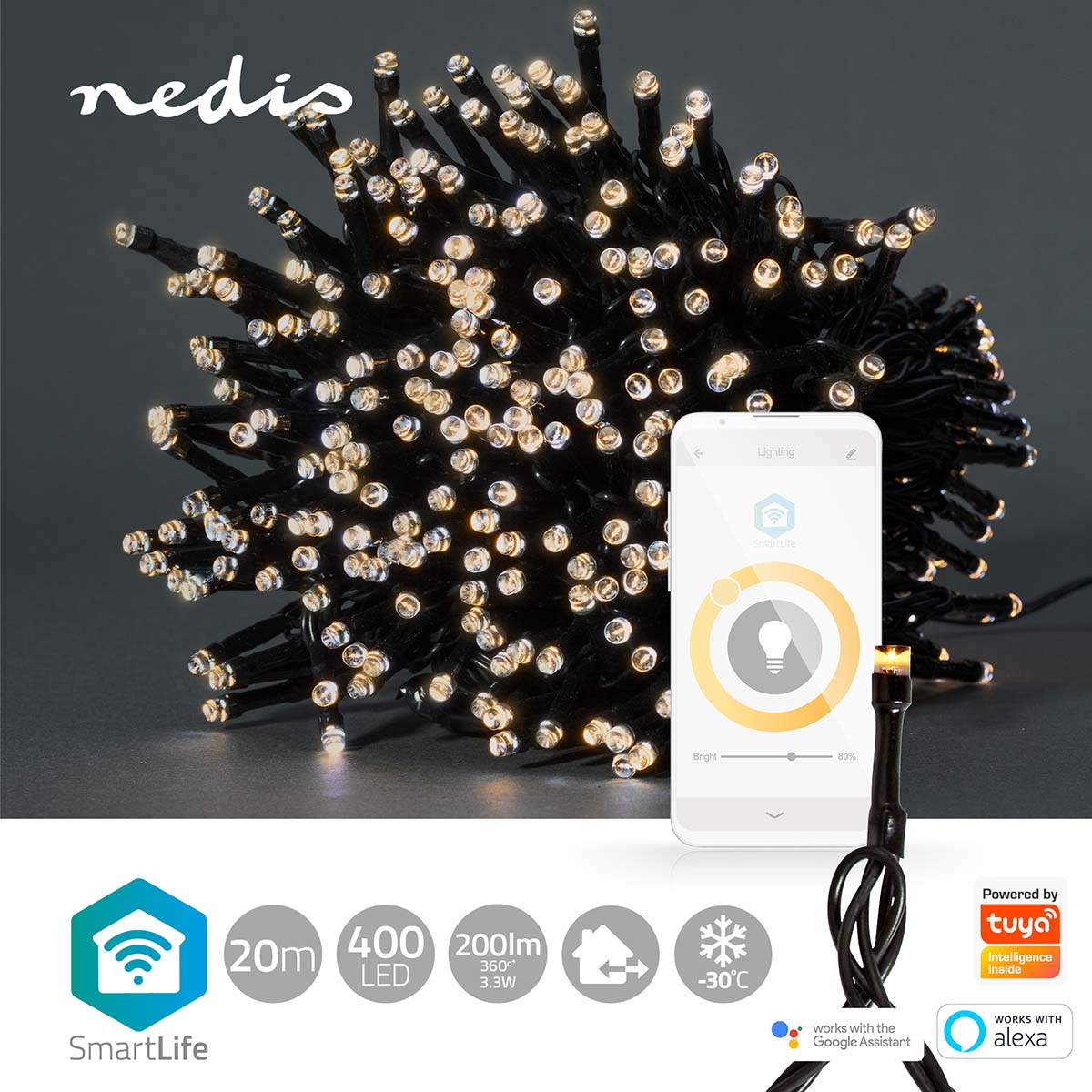 SmartLife Weihnachtsbeleuchtung | Schnur | Wi-Fi | Warmweiss | 400 LED's | 20.0 m | Android™ / IOS