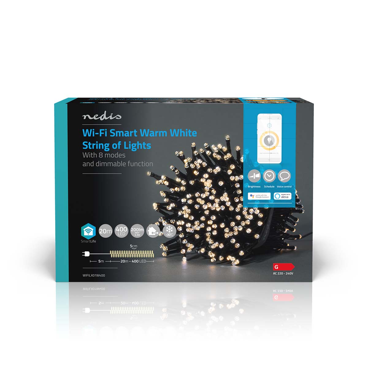 SmartLife Weihnachtsbeleuchtung | Schnur | Wi-Fi | Warmweiss | 400 LED's | 20.0 m | Android™ / IOS