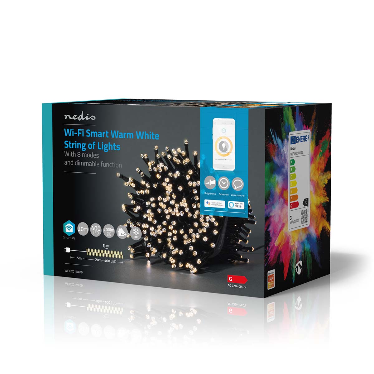 SmartLife Weihnachtsbeleuchtung | Schnur | Wi-Fi | Warmweiss | 400 LED's | 20.0 m | Android™ / IOS