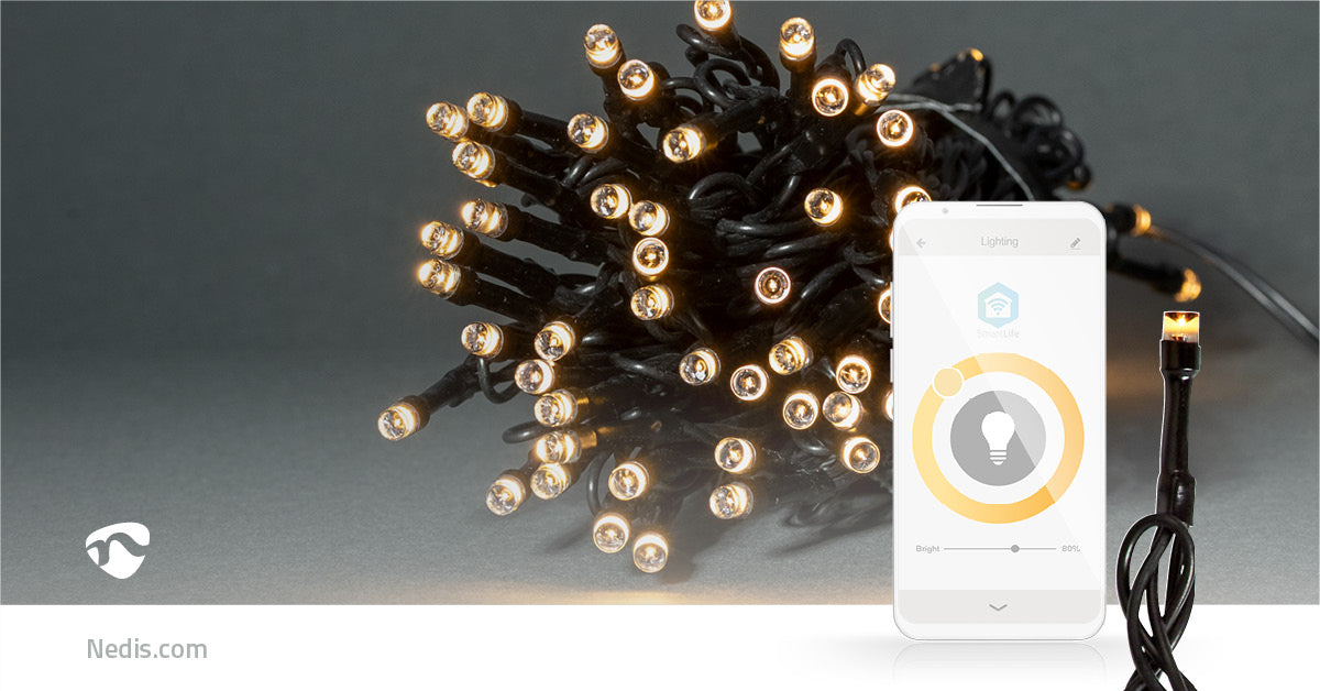 SmartLife Weihnachtsbeleuchtung | Schnur | Wi-Fi | Warmweiss | 50 LED's | 5.00 m | Android™ / IOS