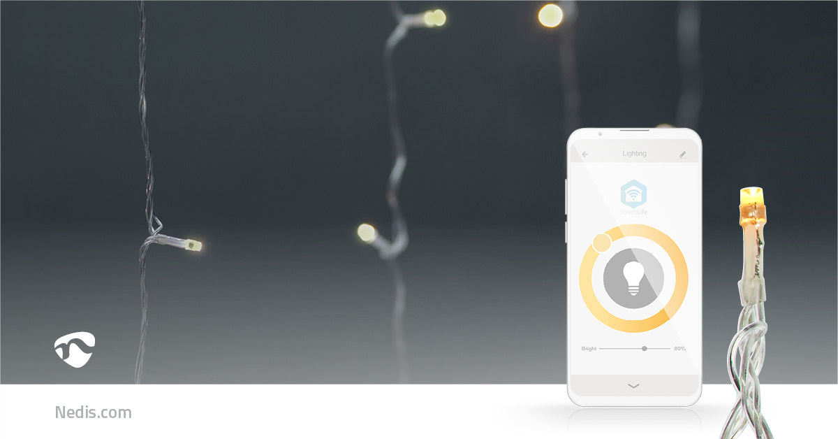 SmartLife Weihnachtsbeleuchtung | Vorhang | Wi-Fi | Warmweiss | 200 LED's | 3.00 m | Android™ / IOS