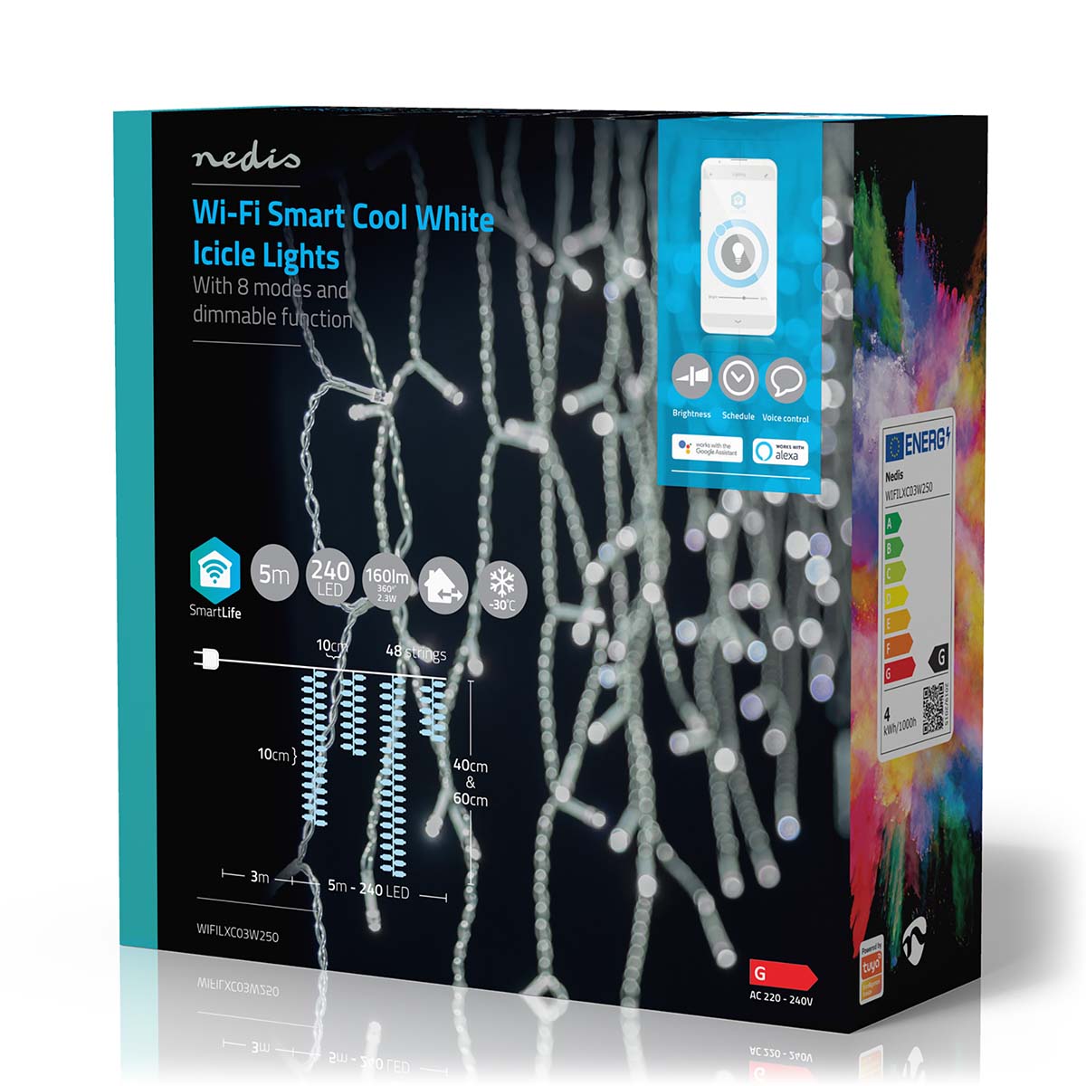 SmartLife Weihnachtsbeleuchtung | Eiszapfen | Wi-Fi | Kaltweiss | 240 LED's | 5.00 m | Android™ / IOS