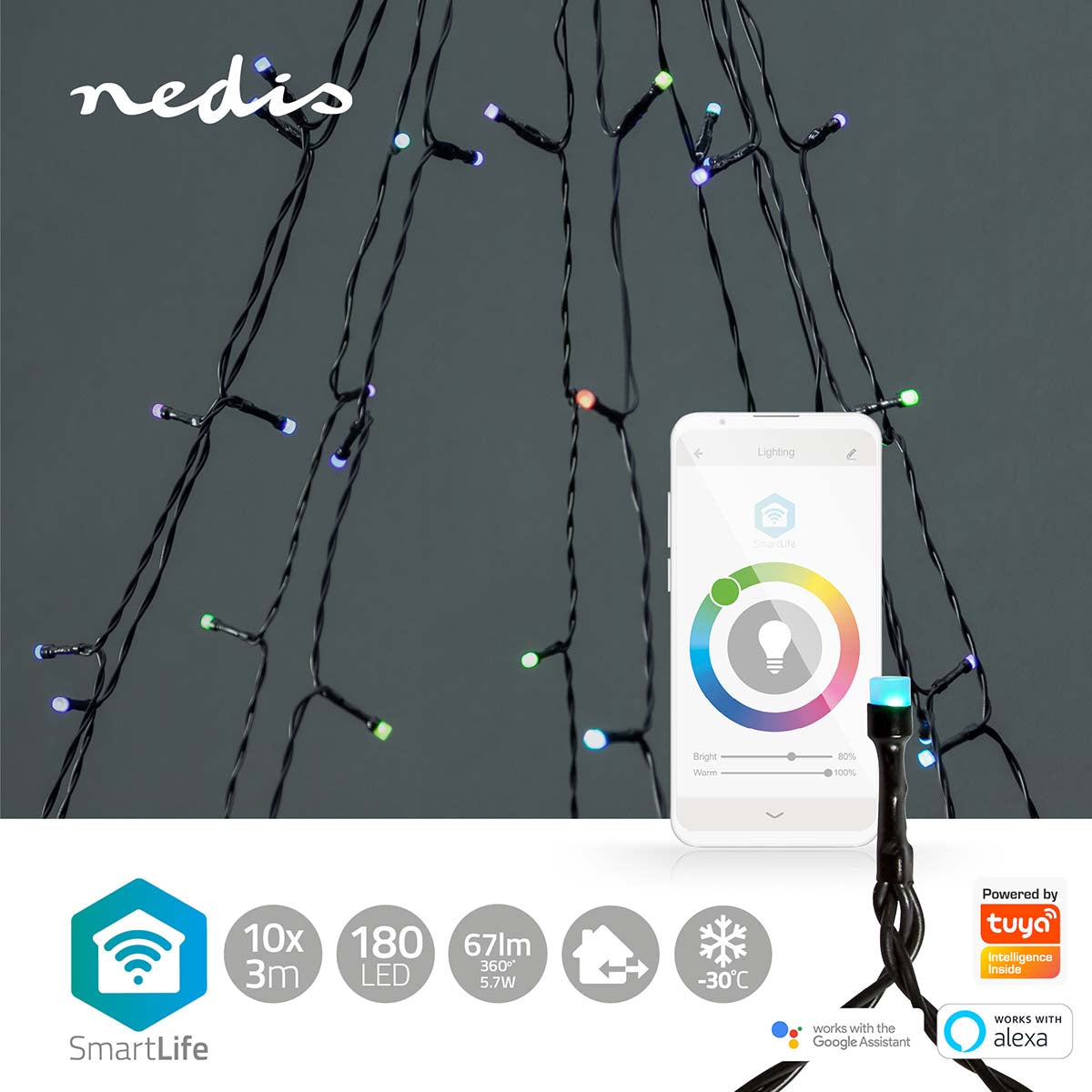 SmartLife Weihnachtsbeleuchtung | Baum | Wi-Fi | RGB | 180 LED's | 10 x 2 m | Android™ / IOS