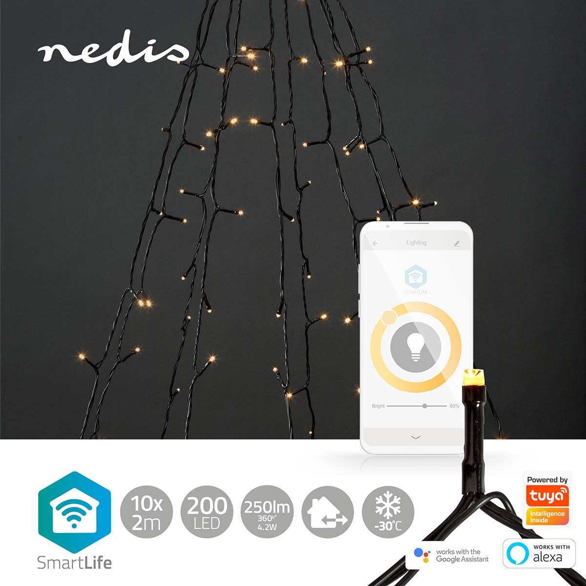 SmartLife Weihnachtsbeleuchtung | Baum | Wi-Fi | Warmweiss | 200 LED's | 20.0 m | 10 x 2 m | Android™ / IOS