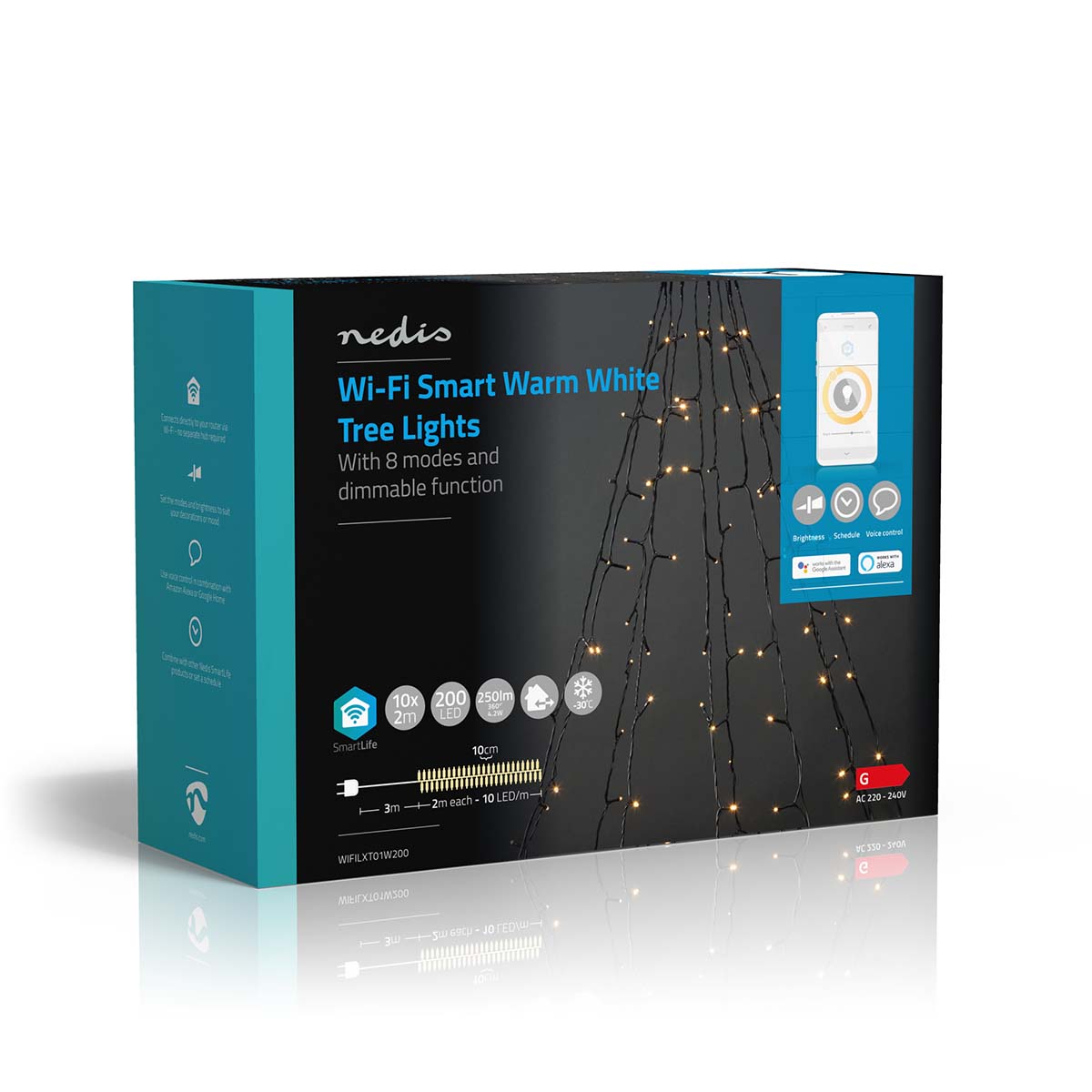 SmartLife Weihnachtsbeleuchtung | Baum | Wi-Fi | Warmweiss | 200 LED's | 20.0 m | 10 x 2 m | Android™ / IOS