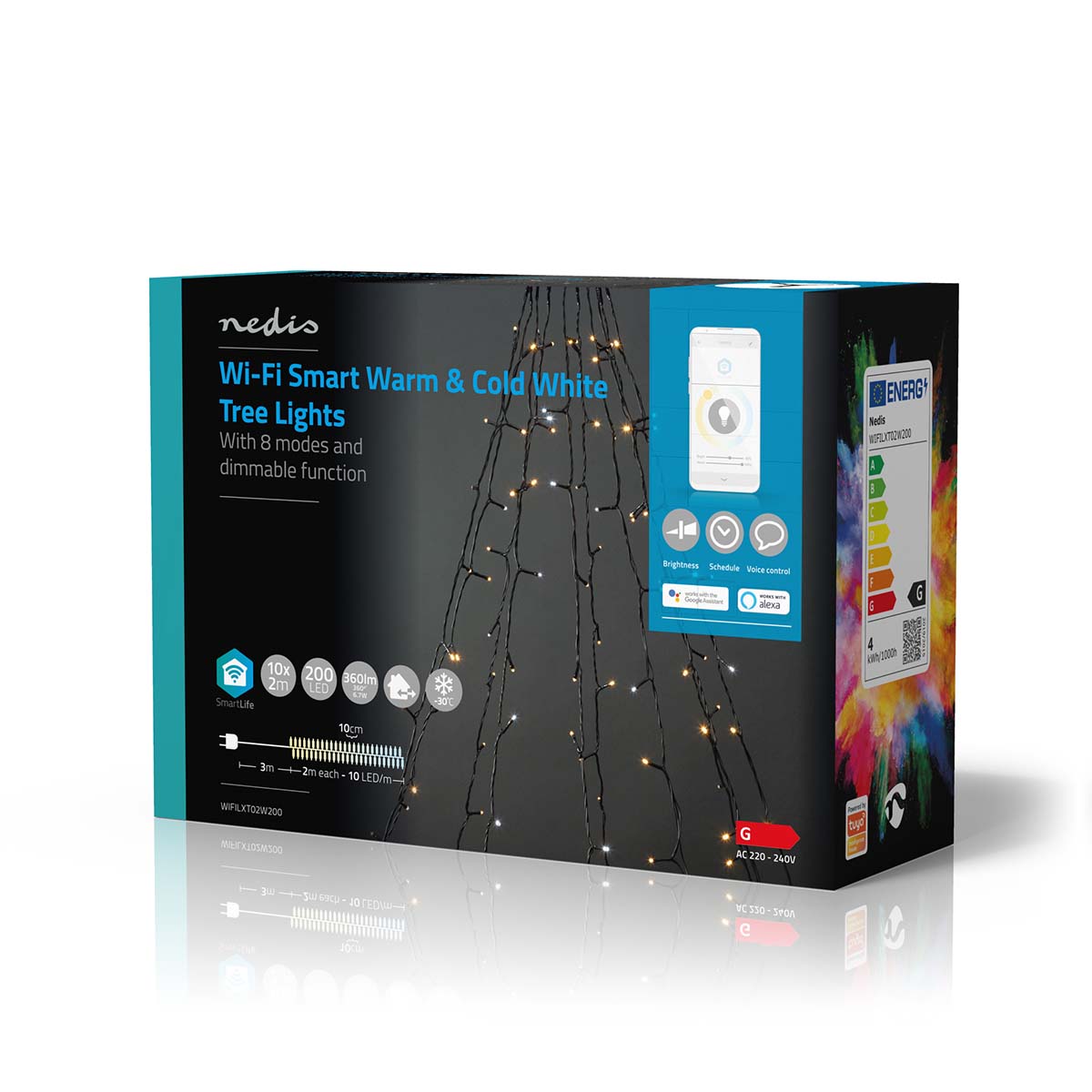 SmartLife Weihnachtsbeleuchtung | Baum | Wi-Fi | Warm bis kühlen weiß | 200 LED's | 20.0 m | 10 x 2 m | Android™ / IOS