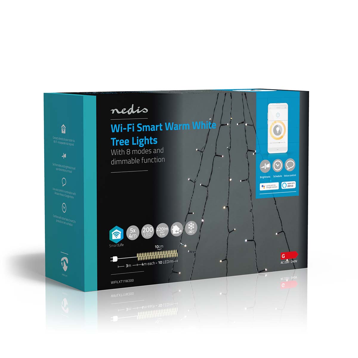 SmartLife Weihnachtsbeleuchtung | Baum | Wi-Fi | Warmweiss | 200 LED's | 20.0 m | 5 x 4 m | Android™ / IOS