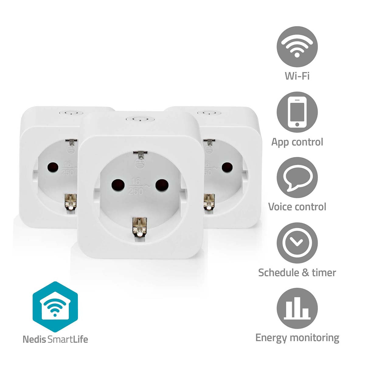 SmartLife Smart Stecker | Wi-Fi | Leistungsmesser | 3680 W | Type F (CEE 7/7) | 0 - 55 °C | Android™ / IOS | Weiss