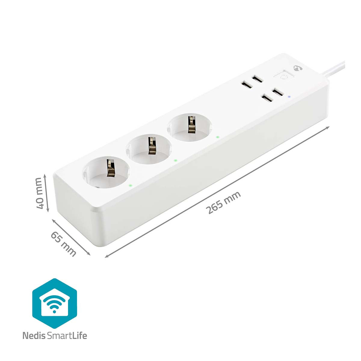 SmartLife Power Strip | Wi-Fi | 3 x Schutzkontakt (CEE 7/3) / 4 x USB | 16 A | 3680 W | 1.80 m | -10 - 40 °C | Android™ / IOS | Weiss