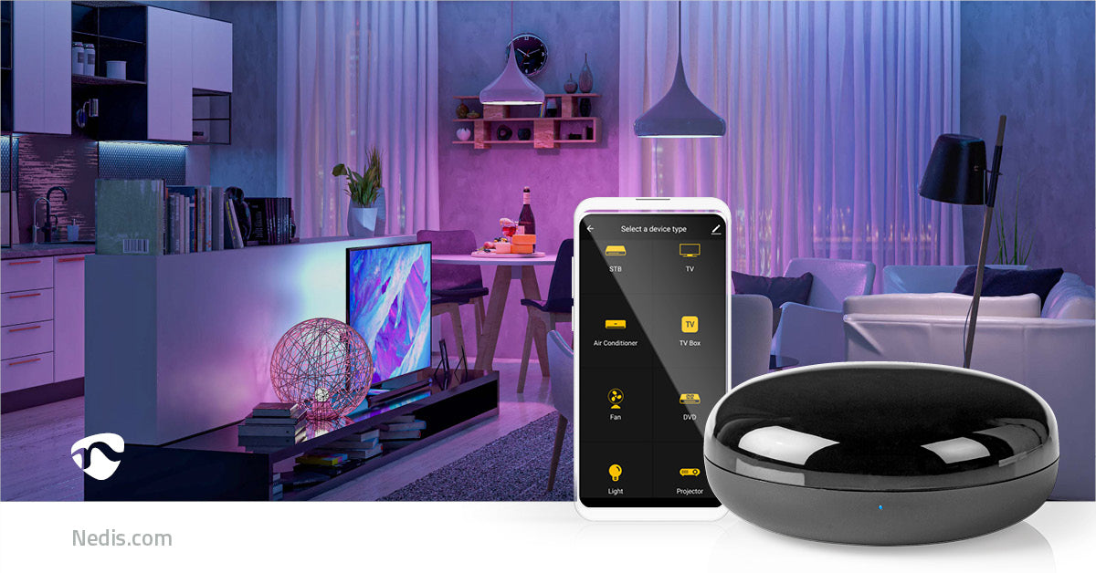 SmartLife IR-Fernbedienung | Wi-Fi | Universal | Signalreichweite: 5 m | 38 KHz | Stromversorgung über USB | Android™ / IOS | Schwarz