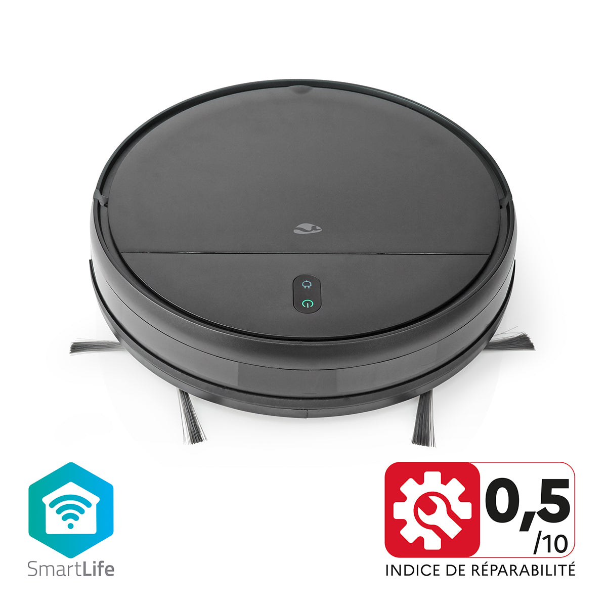 SmartLife Roboter-Staubsauger | Random | Wi-Fi | Kapazität Auffangbehälter: 0.2 l | Automatisches Laden | Maximale Betriebszeit: 90 min | Schwarz | Android™ / IOS