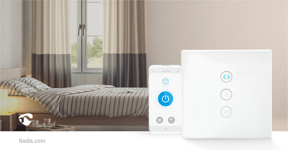 SmartLife Wandschalter | Wi-Fi | Sonnenschirm / Verschluss / Vorhang | Wandhalterung | 300 W | Android™ / IOS | Glas | Weiss