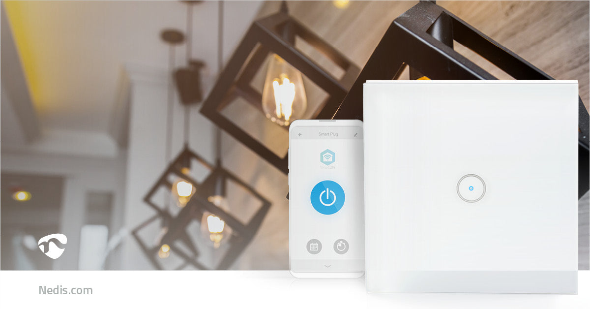 SmartLife Wandschalter | Wi-Fi | Single | Wandhalterung | 1000 W | Android™ / IOS | Glas | Weiss