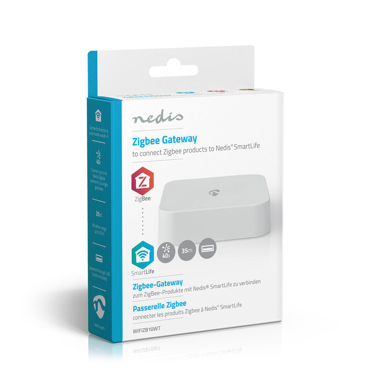 SmartLife Gateway | Zigbee 3.0 | 40 Geräte | Stromversorgung über USB | Android™ / IOS | Weiss