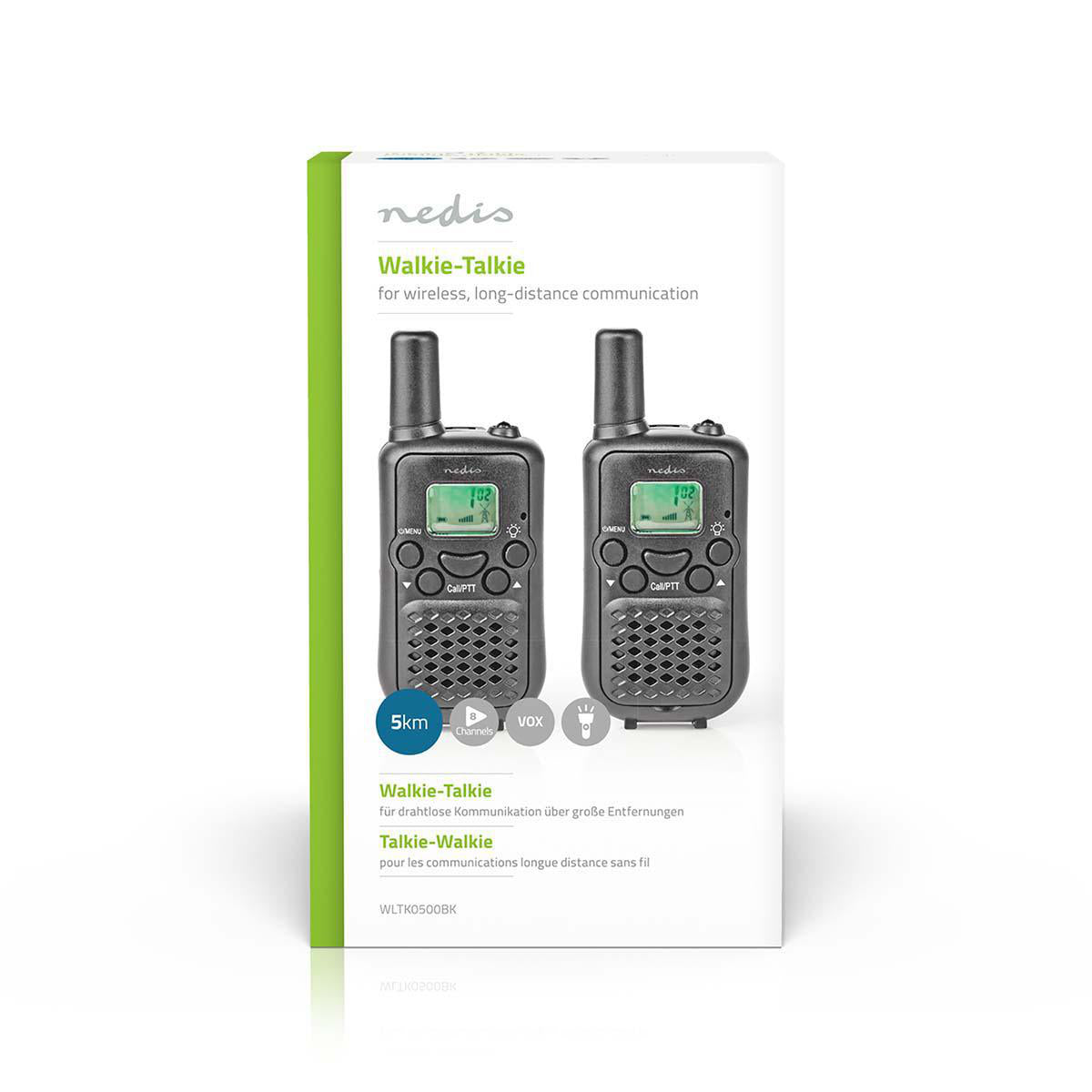 Walkie-Talkie-Set | 2 Hörer | Bis zu 5 km | Frequenzkanäle: 8 | PTT / VOX | Bis zu 2.5 Hours | Schwarz