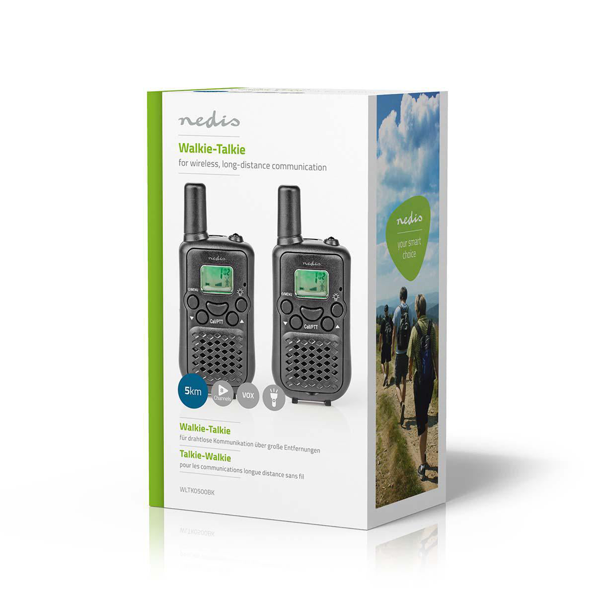 Walkie-Talkie-Set | 2 Hörer | Bis zu 5 km | Frequenzkanäle: 8 | PTT / VOX | Bis zu 2.5 Hours | Schwarz