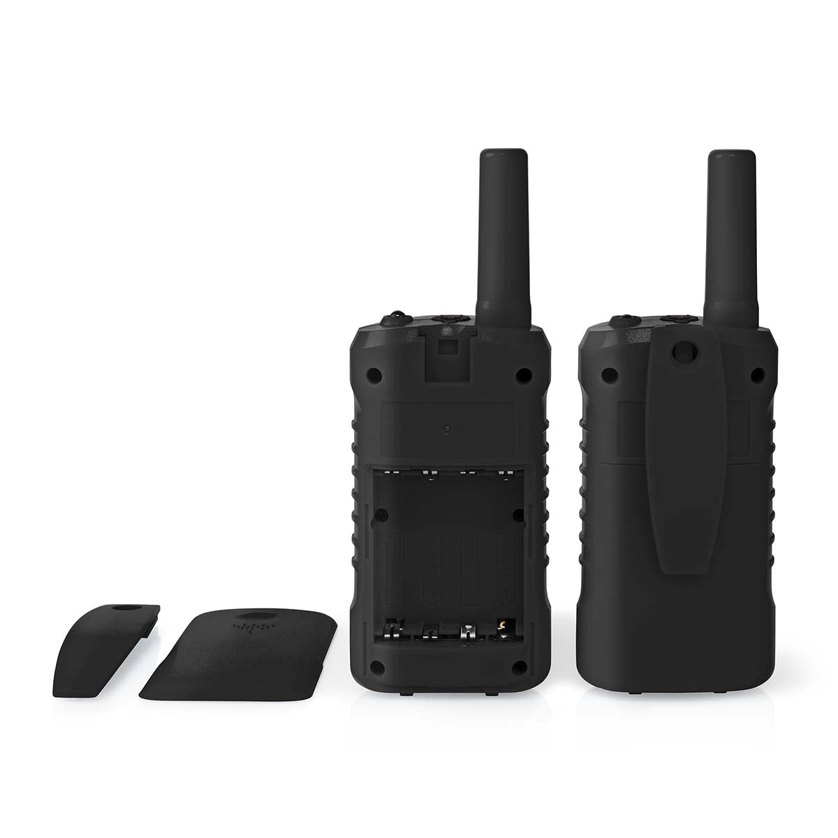 Walkie-Talkie-Set | 2 Hörer | Bis zu 6 km | Frequenzkanäle: 8 | PTT / VOX | Bis zu 3 Hours | Kopfhörerausgang | 2 Kopfhörer | Schwarz