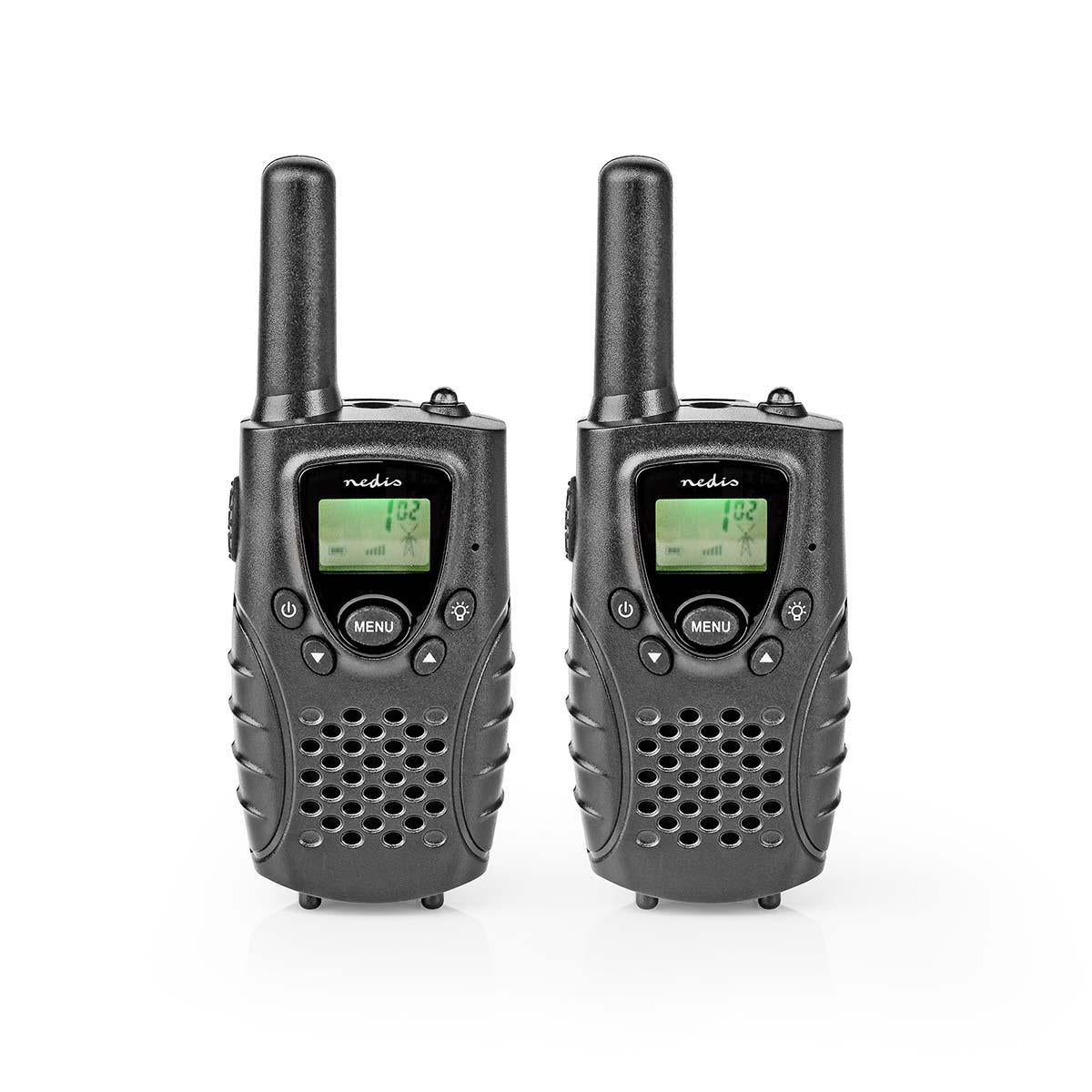 Walkie-Talkie-Set | 2 Hörer | Bis zu 8 km | Frequenzkanäle: 8 | PTT / VOX | Bis zu 2.5 Hours | Kopfhörerausgang | Schwarz