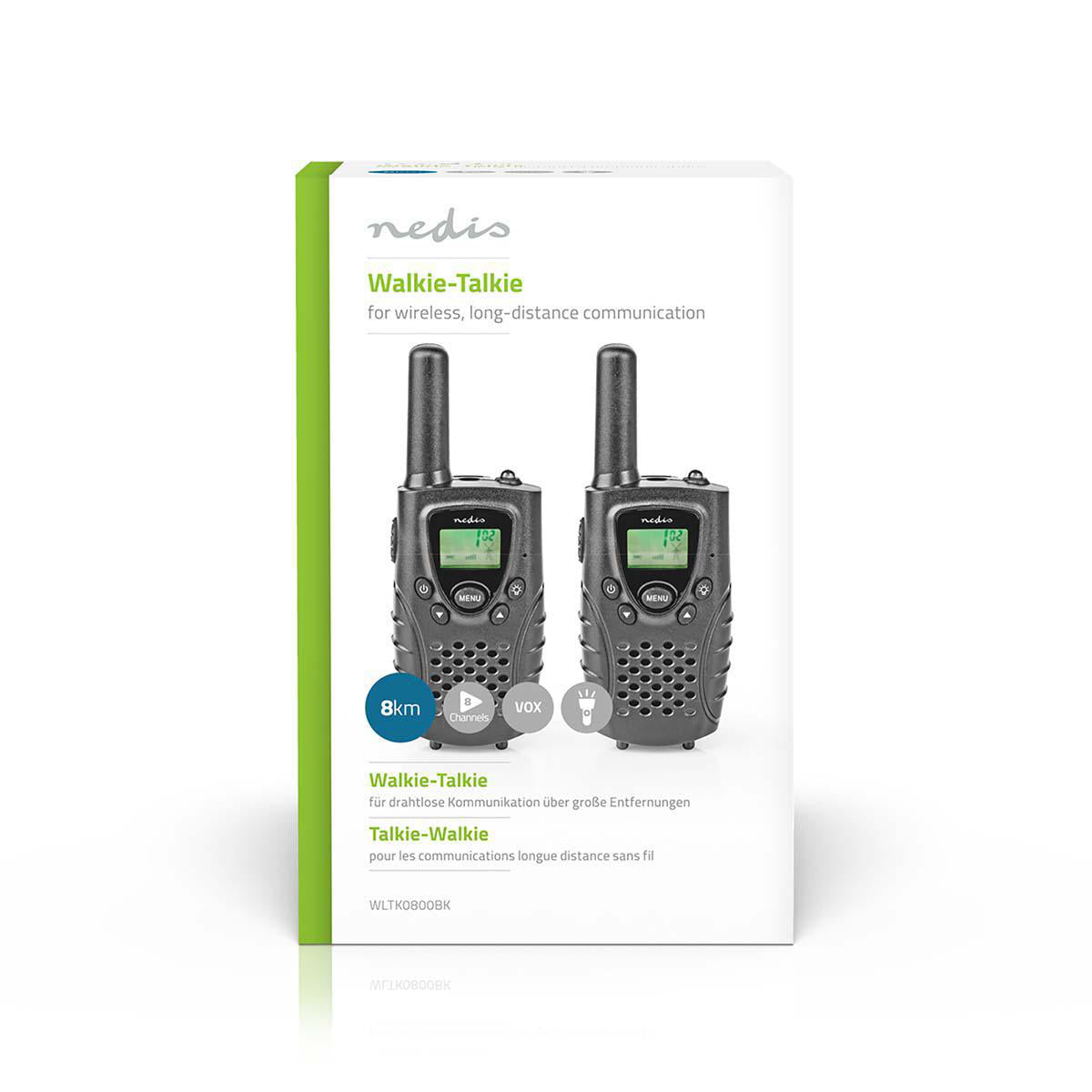 Walkie-Talkie-Set | 2 Hörer | Bis zu 8 km | Frequenzkanäle: 8 | PTT / VOX | Bis zu 2.5 Hours | Kopfhörerausgang | Schwarz