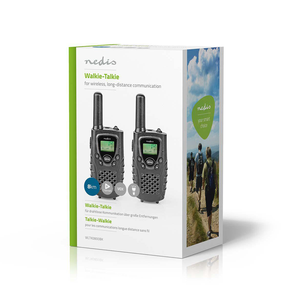 Walkie-Talkie-Set | 2 Hörer | Bis zu 8 km | Frequenzkanäle: 8 | PTT / VOX | Bis zu 2.5 Hours | Kopfhörerausgang | Schwarz