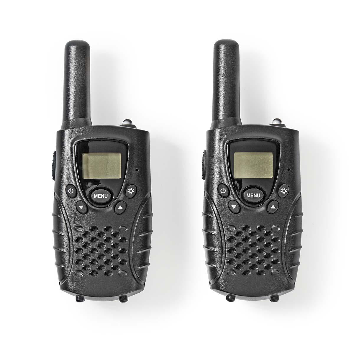 Walkie-Talkie-Set | 2 Hörer | Bis zu 8 km | Frequenzkanäle: 8 | PTT / VOX | Bis zu 2.5 Hours | Kopfhörerausgang | Schwarz