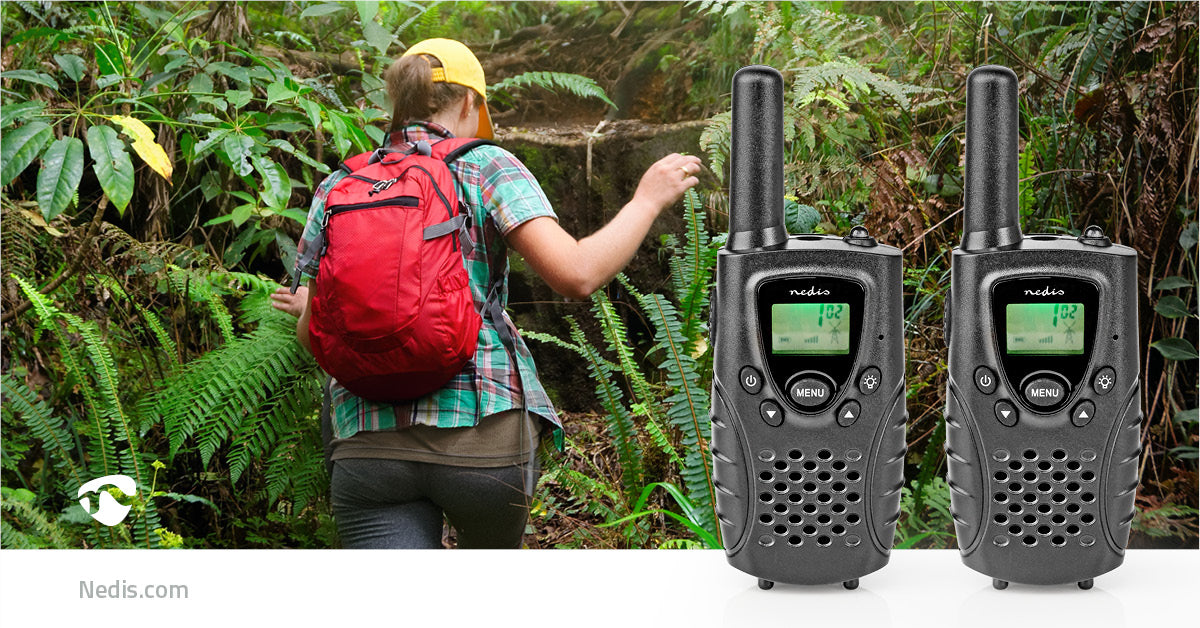 Walkie-Talkie-Set | 2 Hörer | Bis zu 8 km | Frequenzkanäle: 8 | PTT / VOX | Bis zu 2.5 Hours | Kopfhörerausgang | Schwarz