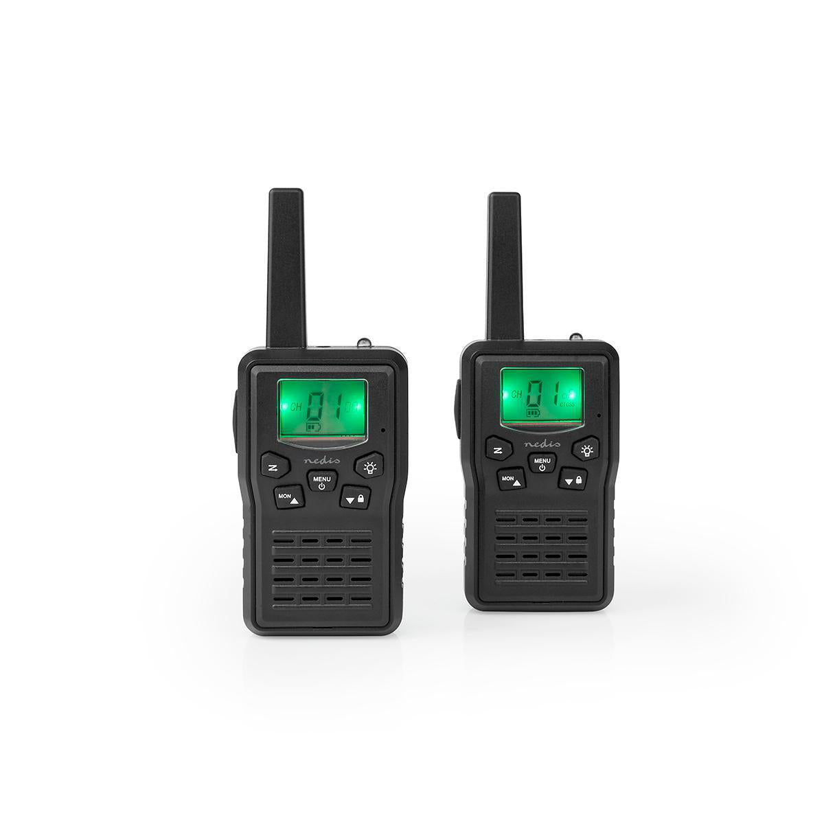 Walkie-Talkie-Set | 2 Hörer | Bis zu 10 km | Frequenzkanäle: 8 | PTT / VOX | Bis zu 6 Hours | Ladestation enthalten | Kopfhörerausgang | Schwarz