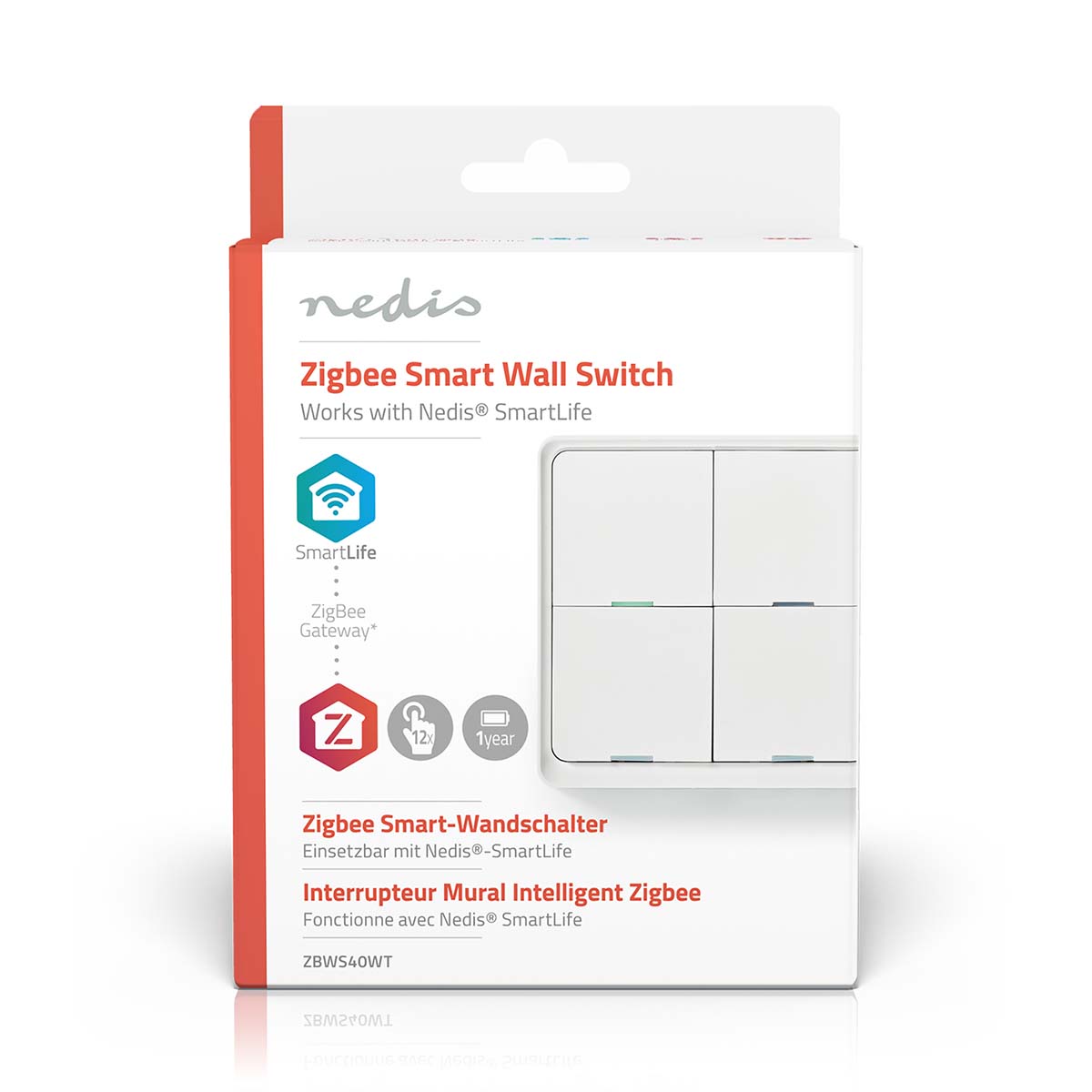 SmartLife Wandschalter | Zigbee 3.0 | Wandhalterung | Android™ / IOS | Kunststoff | Weiss