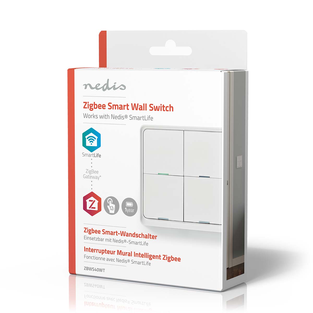 SmartLife Wandschalter | Zigbee 3.0 | Wandhalterung | Android™ / IOS | Kunststoff | Weiss