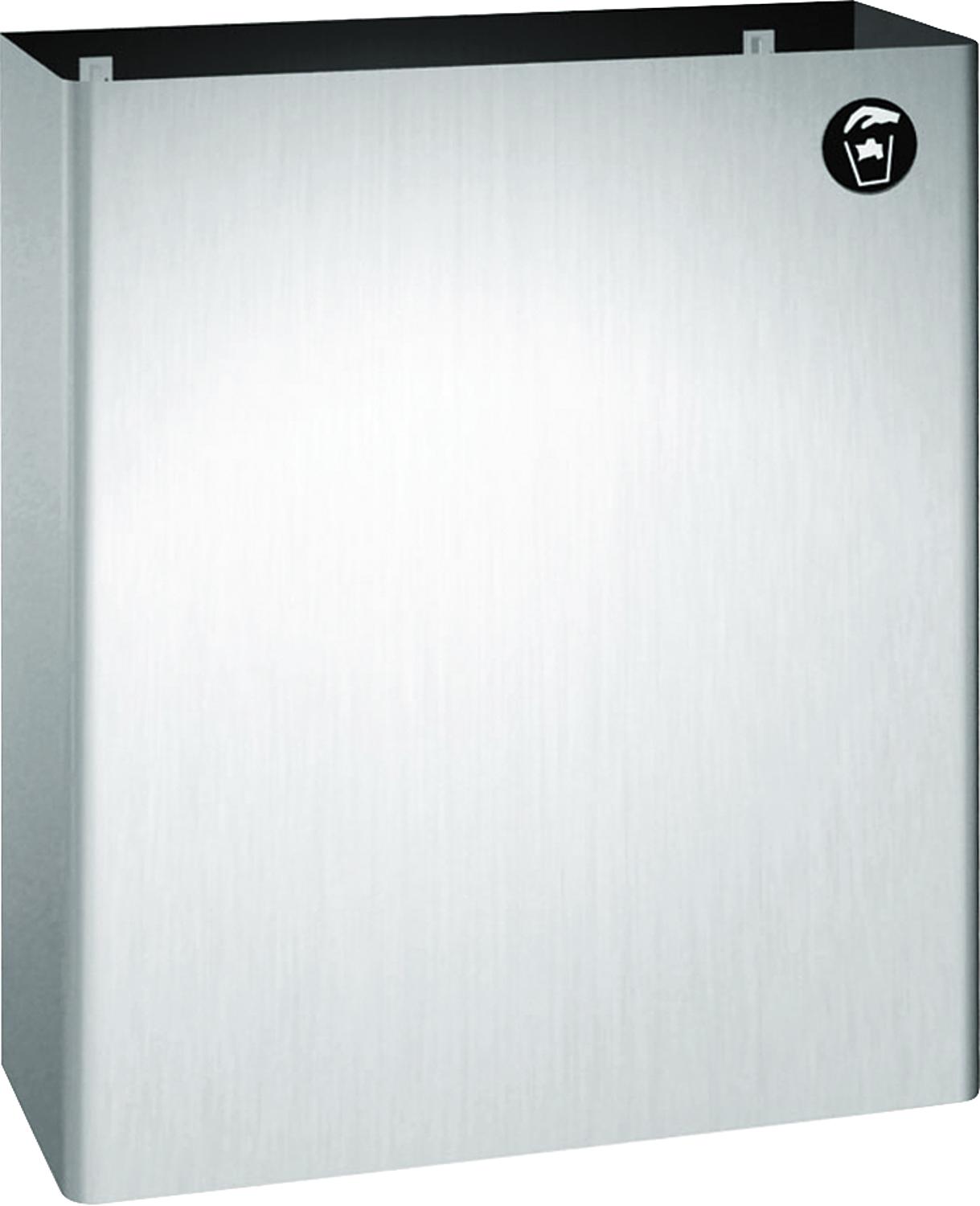 asdec life ® waste bin stainless steel for wall mounting, 356 x 432mm