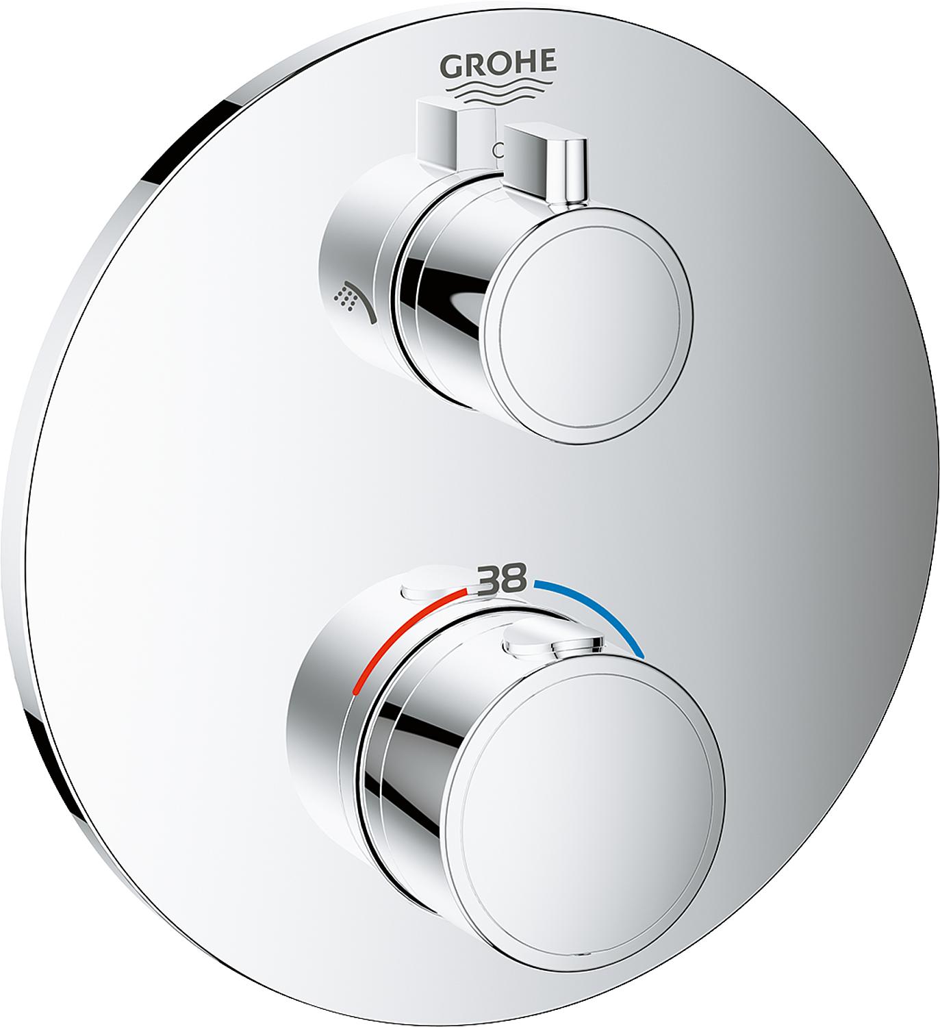 asdec life ® Thermostat Grohe Grohtherm Brause (rund) für 35600, 2-Wege-Umstellung, chrom