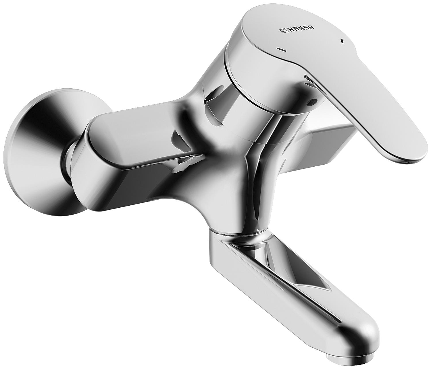 asdec life ® wall-mounted basin mixer Hansamix chrome, DN15 S-connection. Swivel spout, projection 160mm