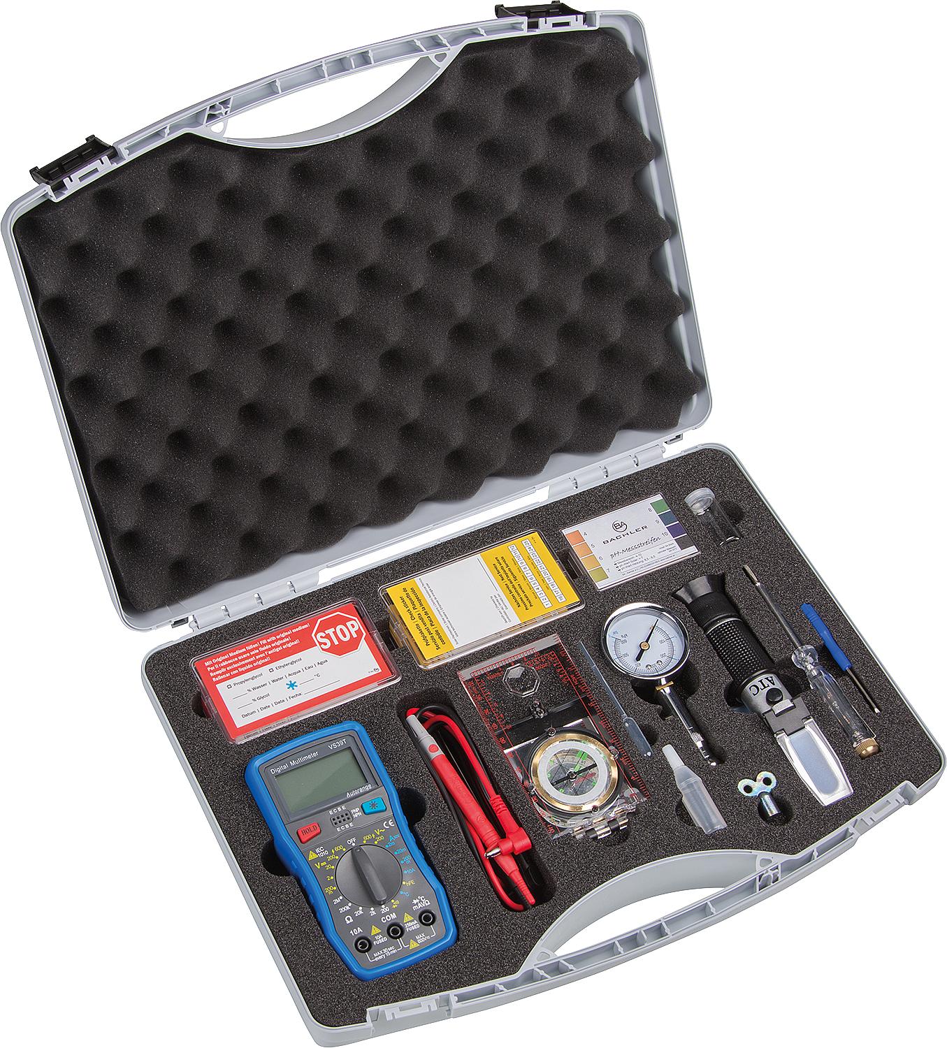 asdec life ® Solarprüfkoffer mit Handrefraktometer, Kompass Multimeter, Prüfstreifen